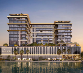 Modern residential architecture at Everly Place with waterfront surroundings.